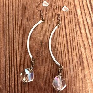 *Clear Crystal Ladies Long Earrings,  Handmade Ladies Earrings